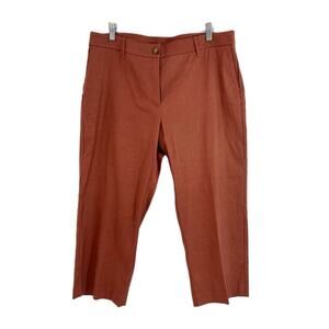 J. Jill Linen Stretch Cropped Pants Size 14P Pumpkin Brown Straight Leg Coastal